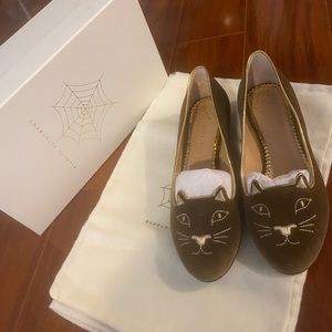 Charlotte Olympia kitty brown flats sz 8